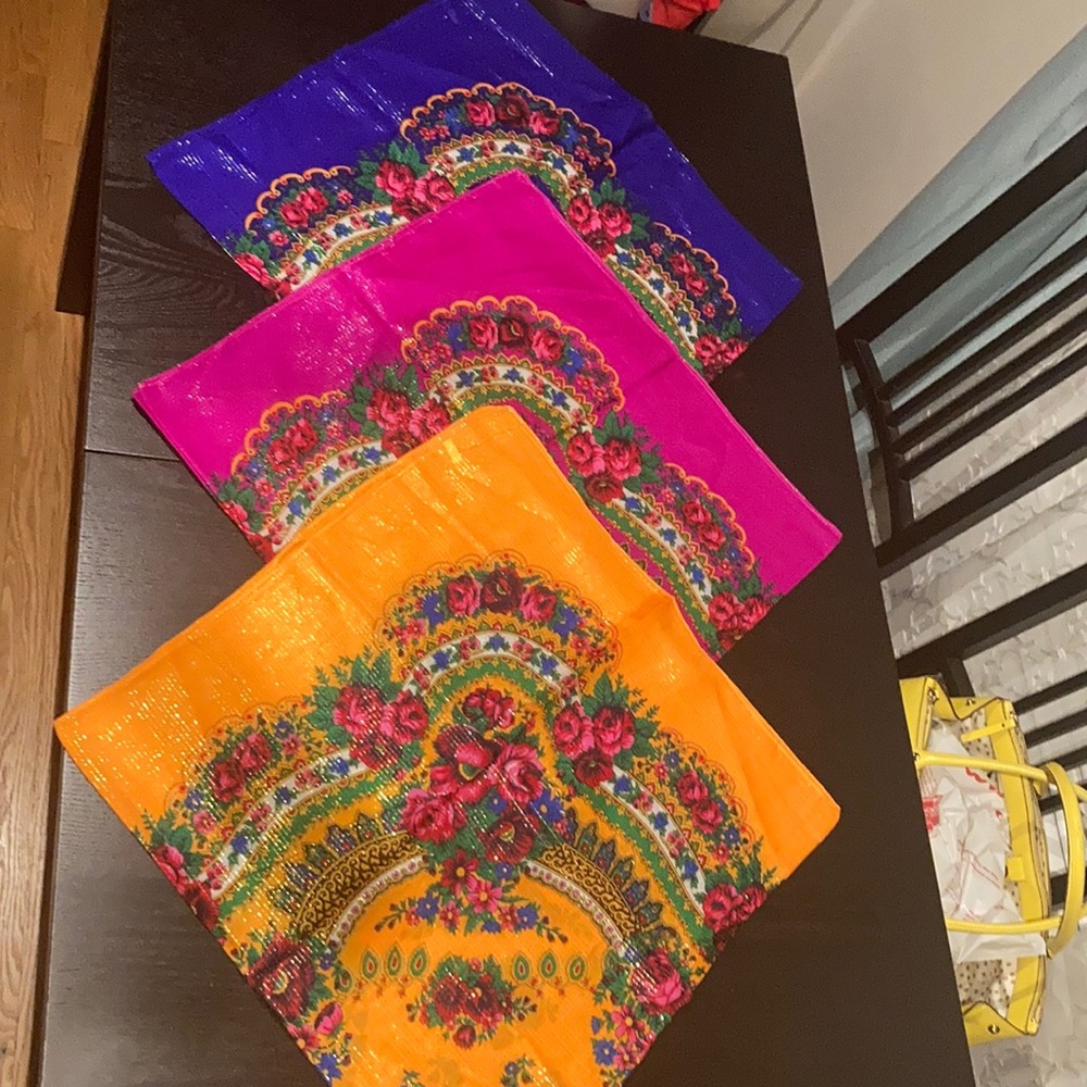 Bundle 3 acrylic scarves golden thread 44x44 “ new